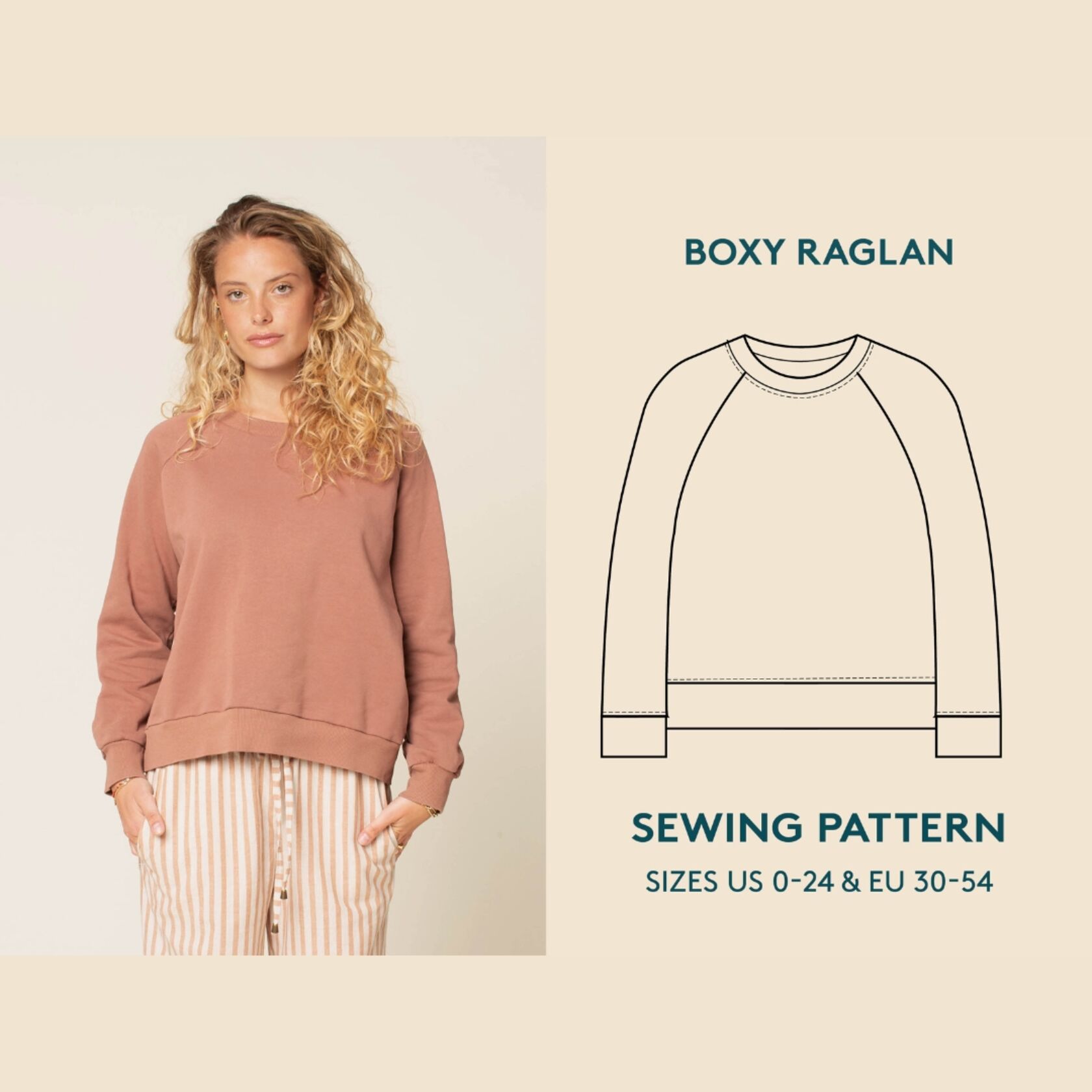 Boxy Raglan Sweatshirt Paper Sewing Pattern Wardrobe By Me