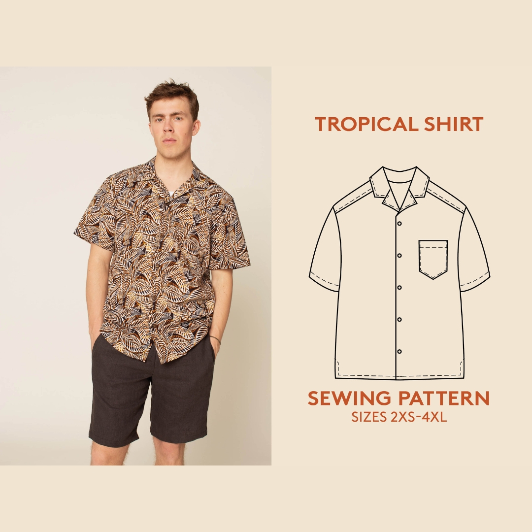 Tropical Shirt Mens Paper Pattern - Wardrobe by Me Tropical Shirt Mens Paper Pattern - Wardrobe by Me