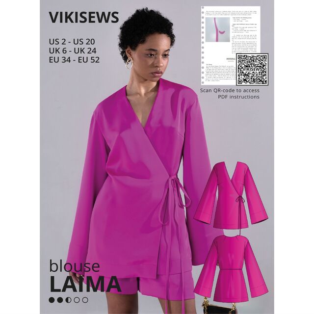Vikisews - Laima Blouse Sewing Pattern (UK 6-24)