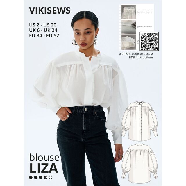 Vikisews - Liza Blouse Sewing Pattern (UK 6-24)