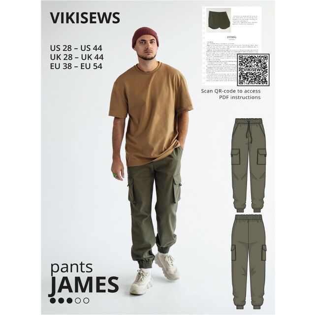 Vikisews - Men’s James Pants Sewing Pattern (UK 28-44)