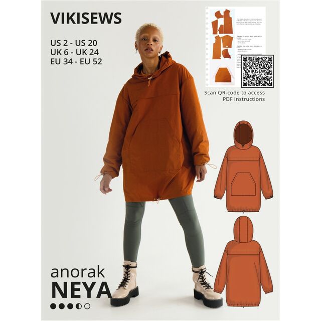 Vikisews - Neya Anorak Sewing Pattern (UK 6-24)