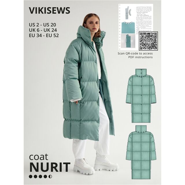 Vikisews - Nurit Coat Sewing Pattern (UK 6-24)
