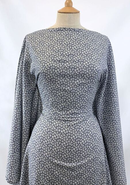 Pima Cotton Lawn - Navy Leaf