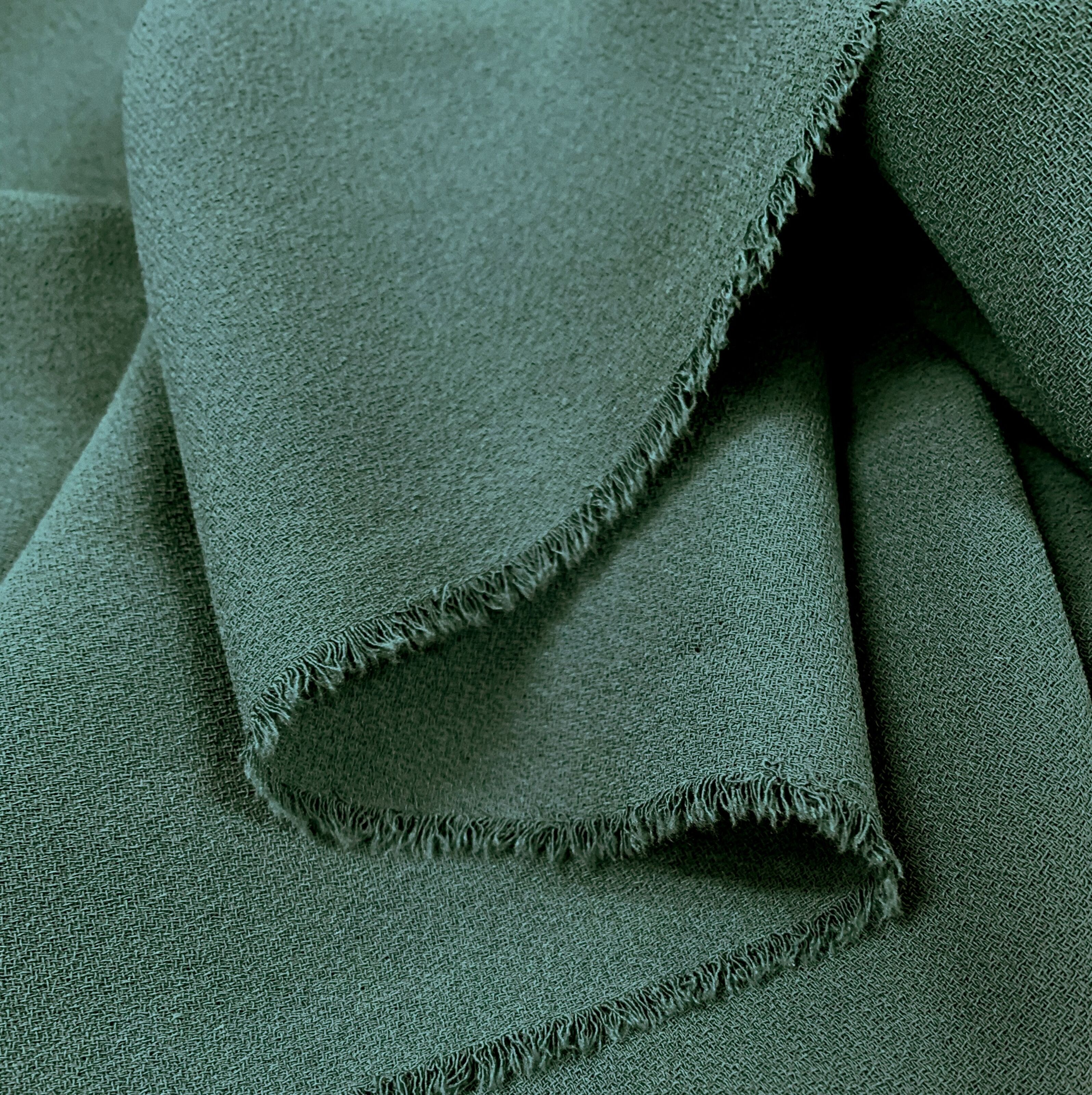 Green Heavy Polyester Dress Fabric | Triple Crepe - Forest