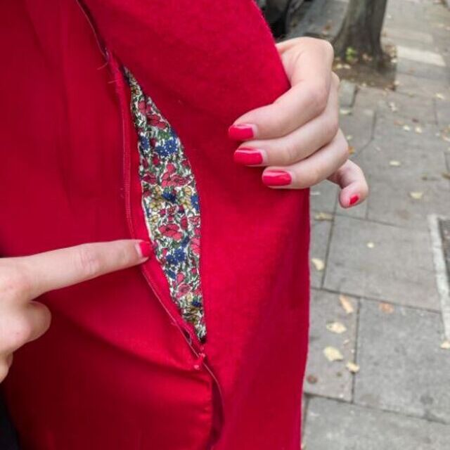 Coat- Using red boiled wool fabric- by magicsewingpixie