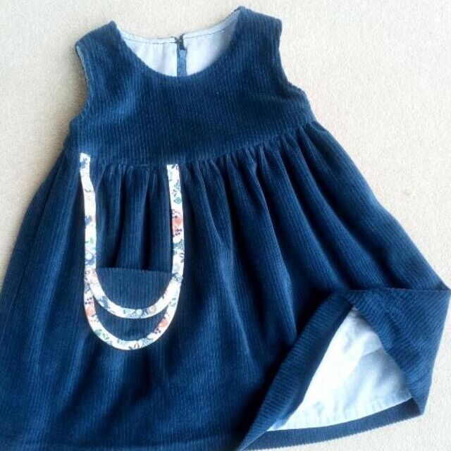 Pinafold dress- using navy cord