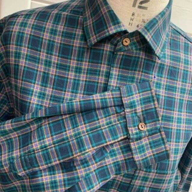 Shirt - Using brushed tartan- black & green brushed cotton fabrics