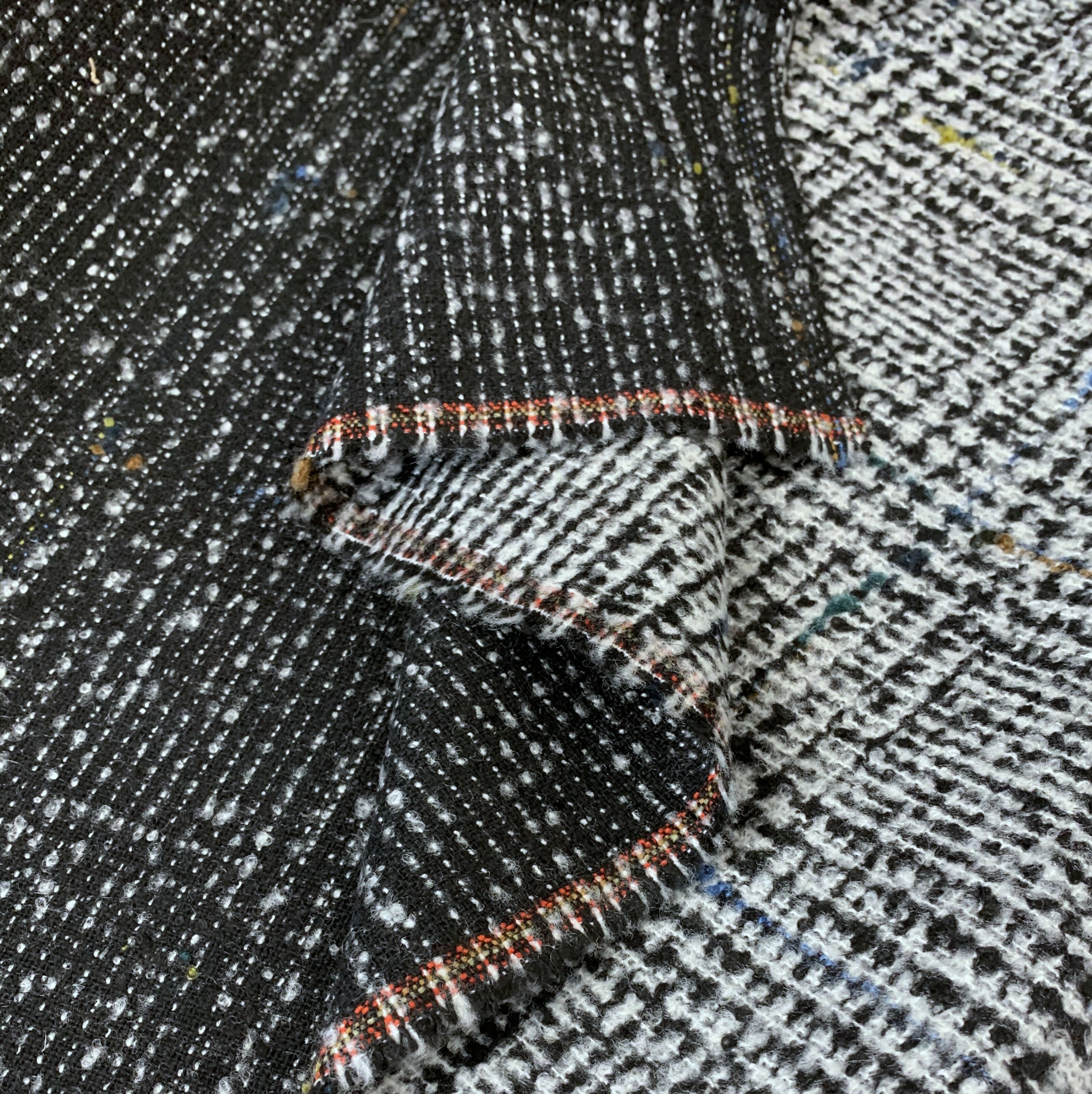 Italian Wool Mix Check Tweed Coating Fabric Big Tweed