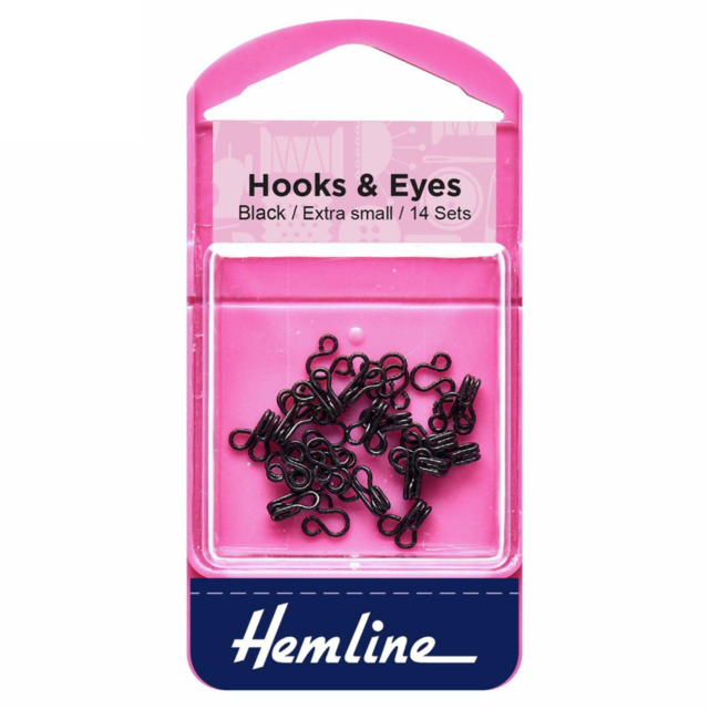Hemline - Hooks and Eyes - Extra Small - Black