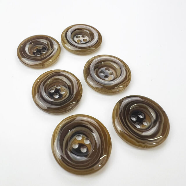 Pack of 6 Brown Marble Plastic Buttons (24mm)