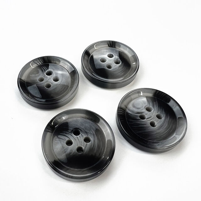Pack of 4 Grey Horn Effect Plastic Buttons (24mm)