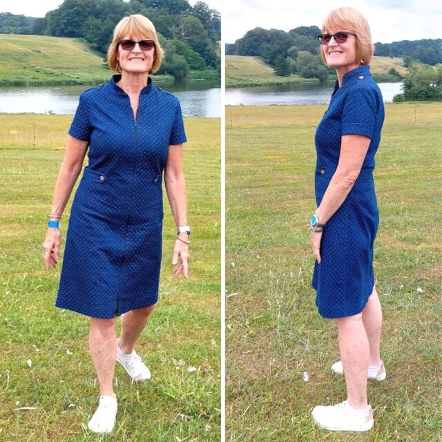 Customer Make by Michele - Stretch Denim - Dotty - Blue - Simplicity S9328 Dress - June 2023