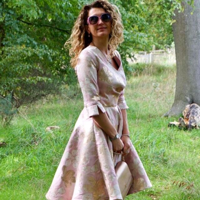 Elisenne Pink Brocade Dress