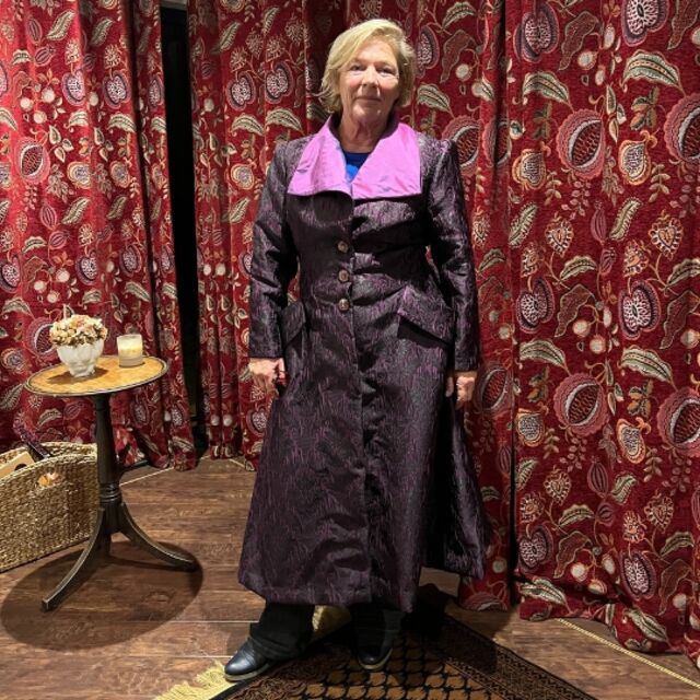 Jane Brocade Damson Coat