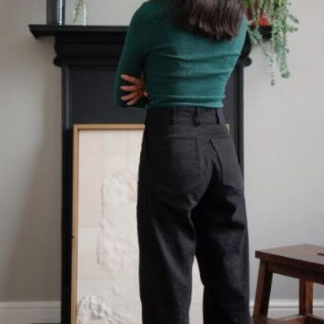 Denim trousers by slowrituals.studio - instagram - using balck denim fabric