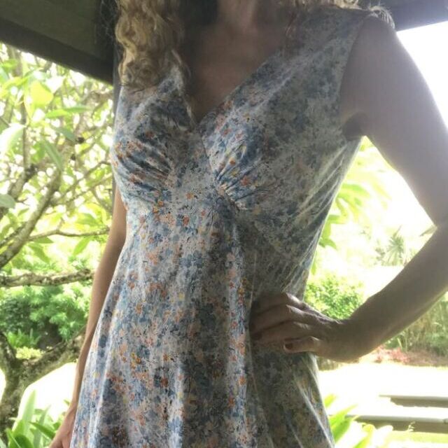 Dress- using Pima Cotton Lawn-Garden of shakespeare -Blue - by Six mignons by Elisenna - Instagram.