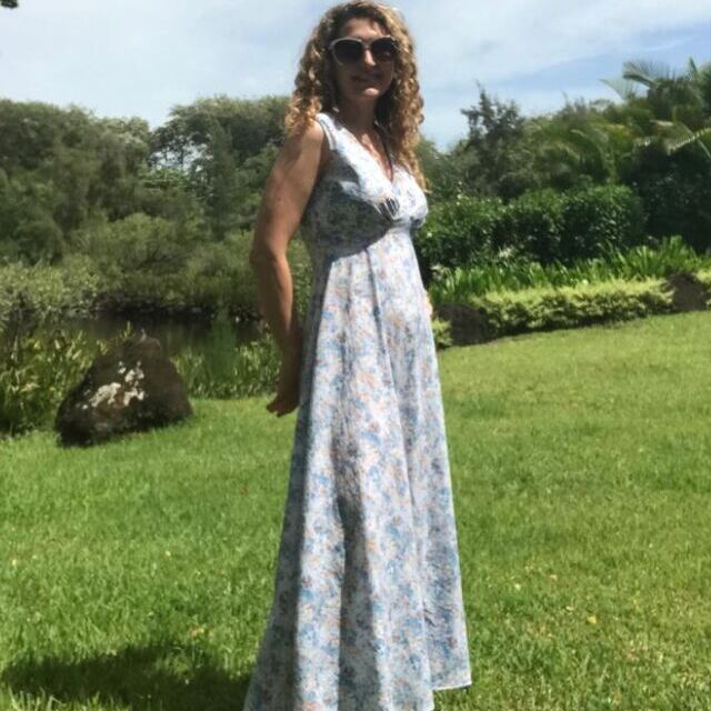 Dress- using Pima Cotton Lawn-Garden of shakespeare -Blue- Fabric - by Six mignons by Elisenna - Instagram