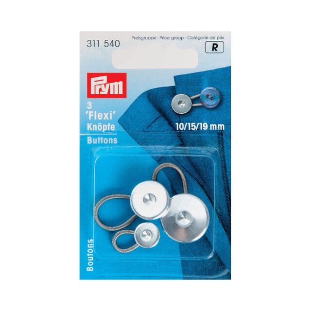 Prym - Flexi Buttons With Loop - Silver (10/15/19mm)