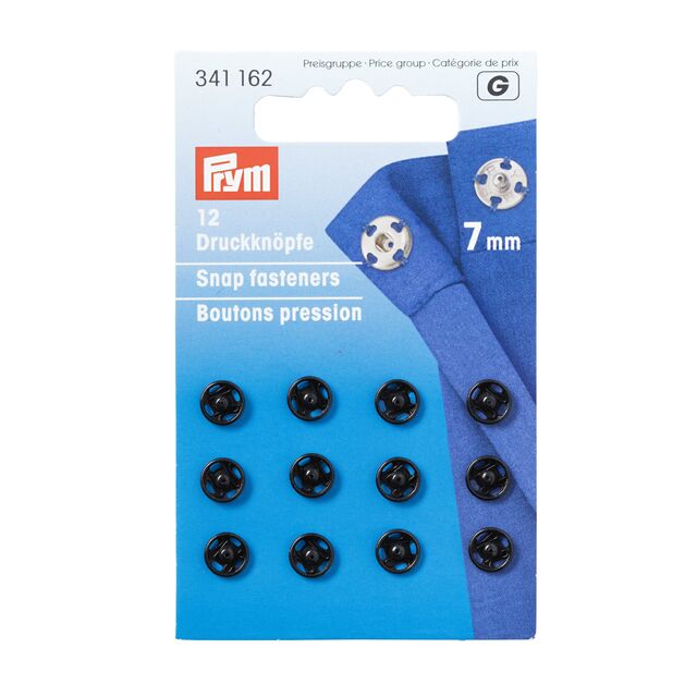 Prym - Sew-On Snap Fasteners - Black (7mm)