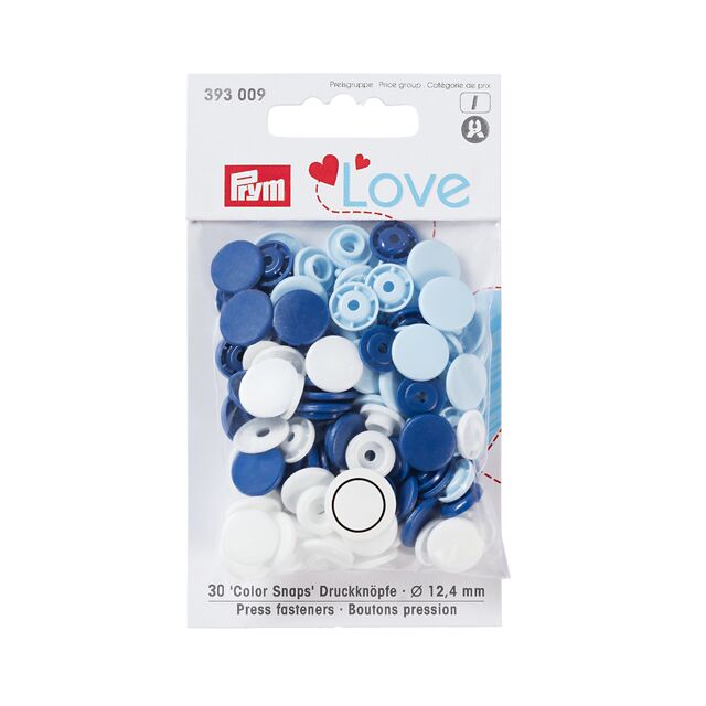 Prym Love - Colour Snap Fasteners - Blue/White/Light Blue