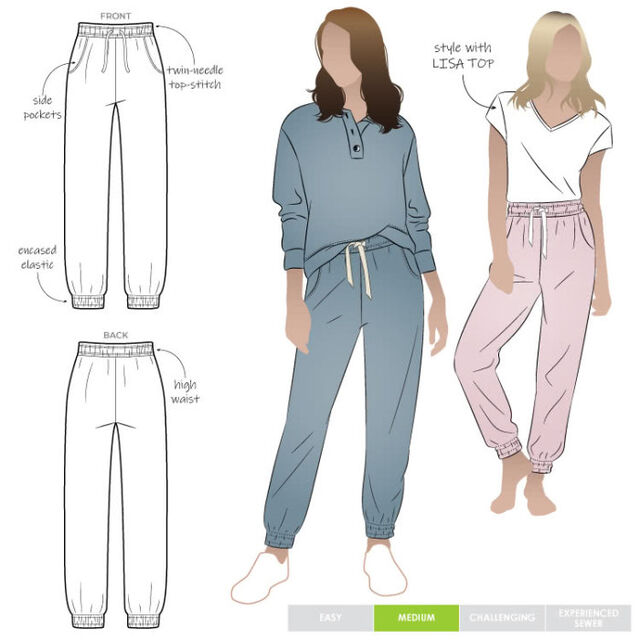 Style Arc - Ernie Knit Pant Sewing Pattern (UK 18-30)