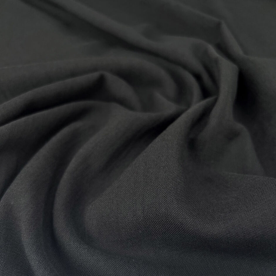 Raye Black Fine Polyester Linen-Look Dress Fabric CU