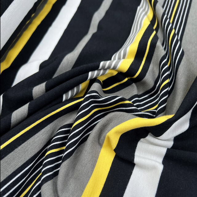 Stof Avalana Jersey - Yellow & Grey Stripe