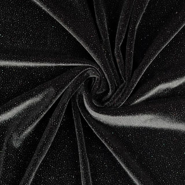Stretch Glitter Velvet - Black