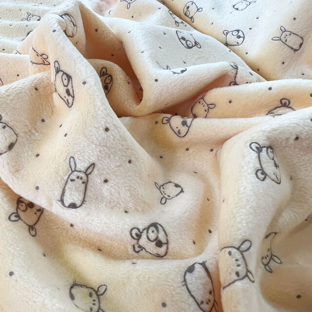 Printed Velour Fleece - Teddy Peach