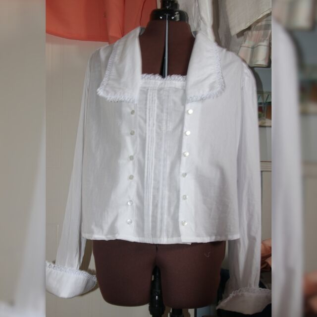 Blouse by Barbara - Fabric - Supersonic - White - Folkwear - Armistice Blouse - April 24