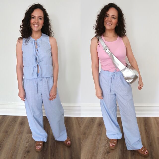 Customer Make by Brydie - Fabric - Proper Seersucker - Pinstripe - Pattern - Syd Graham Patterns - Syd Tie Top - June 24