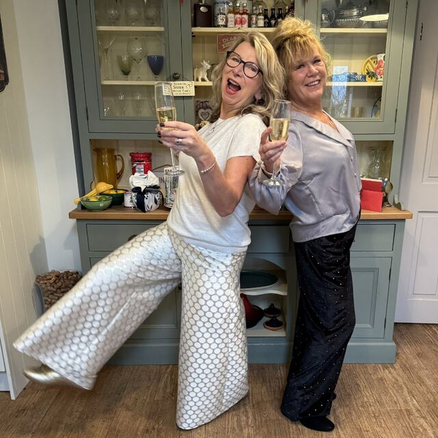 Customer Make by Fiona - Brocade Spot Cream Fabric - Liberty Florence Palazzo Suit Trousers - January 2024