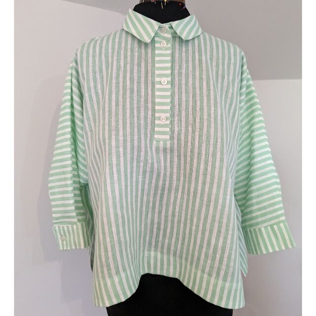 Customer Make by Helen - Bondi Linen - Green Fabric - Merchant & Mills - Ellsworth Shirt - May 2024