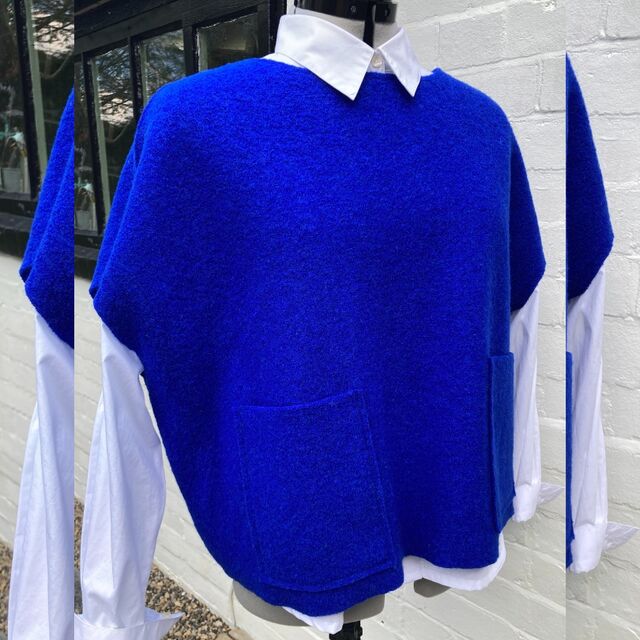 Customer Make by Kim - Fabric - Pure Luxury Boiled Wool - Royal - Pattern - Tessuti - Amara Vest - June 24