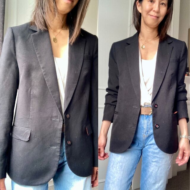 Customer Make by Rie - D.D. Gorgeous Fabric - Bella Loves Patterns Fran Blazer - April 2024