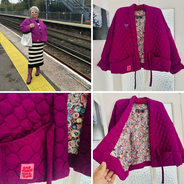 Jacket by Claire - Fabric - Quilted Coco Stretch - Magenta - Pattern - Megan Nielsen - Hovea Jacket - October 24