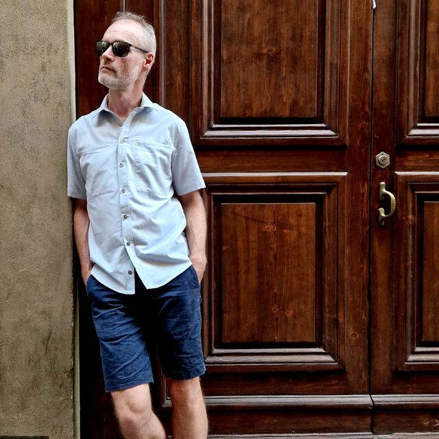 Shirt by Lolabearclothing - Fabric - Cielo - Elbe Textiles - Sanders Button Up Shirt - August 24