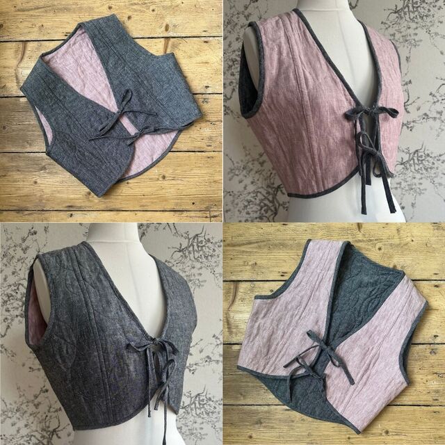 Waistcoat by Julie - Fabric's - Mixed Up & Traditional Linen - Pink - October 24