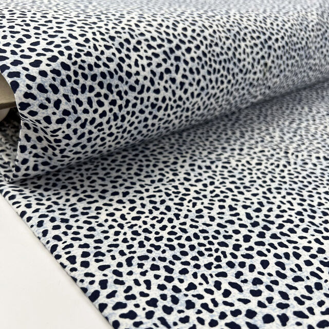 Cotton Stretch - Navy Cheetah