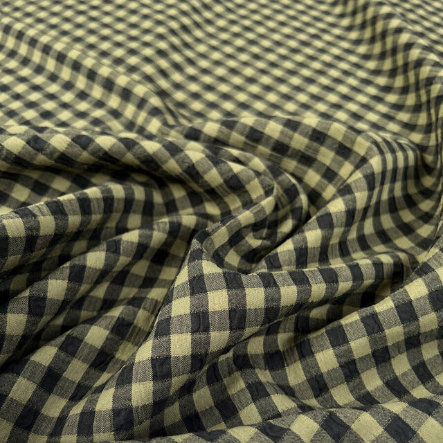 Remnant - Fibre Mood - Seersucker Check - Olive (1m)