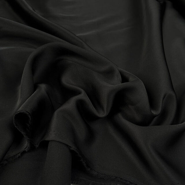 Plain Viscose Satin - Black
