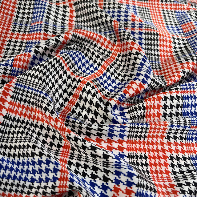 Polyester Satin - Dogtooth Print