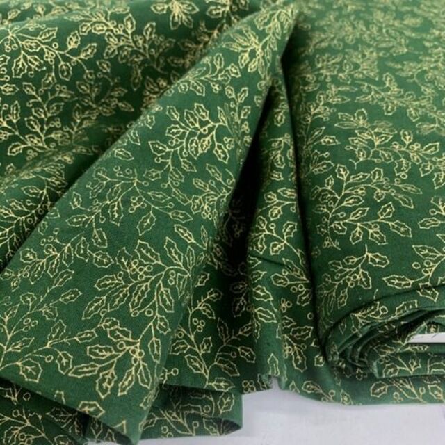 Christmas Cotton - Holly - Green