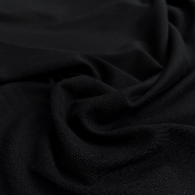 Fine Rib Black Cotton Jersey