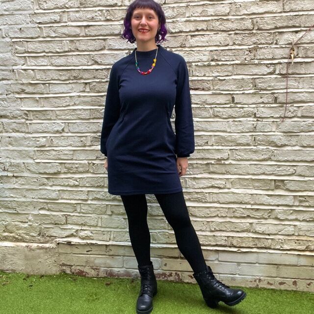 Dress by by Alma - Fabric - Punto Milano - Navy - Pattern - Sew Over It - Holly Dress - February 25