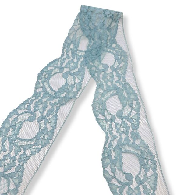 Polyester Flat Lace Trim - Fran - Sky Blue