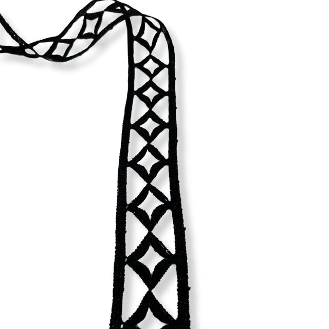 Embroidered Geometric Trim - Black