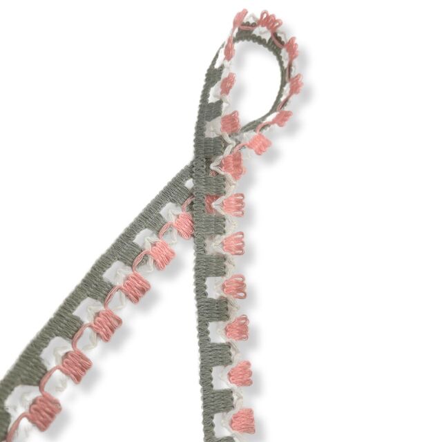 Looped Edge Trim - Pink & Grey