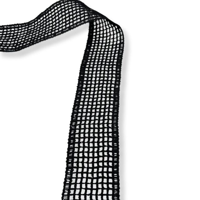 Open Grid Crochet Ribbon - Black